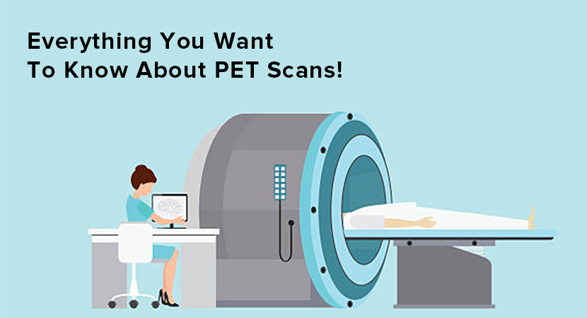 A vector banner image for 'Everything You Want To Know About PET Scans!'.