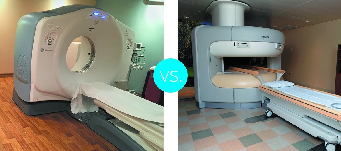 Understand the difference between a CT scan, PET and MRI