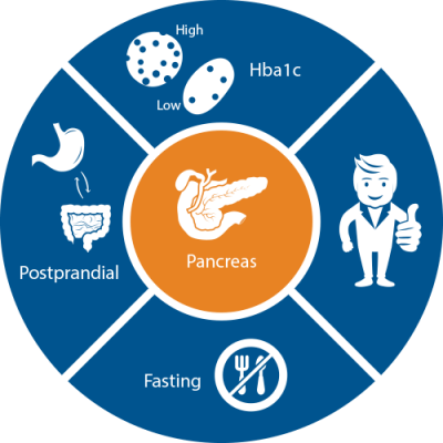 Circle chart showing the good habits and pancreas in center
