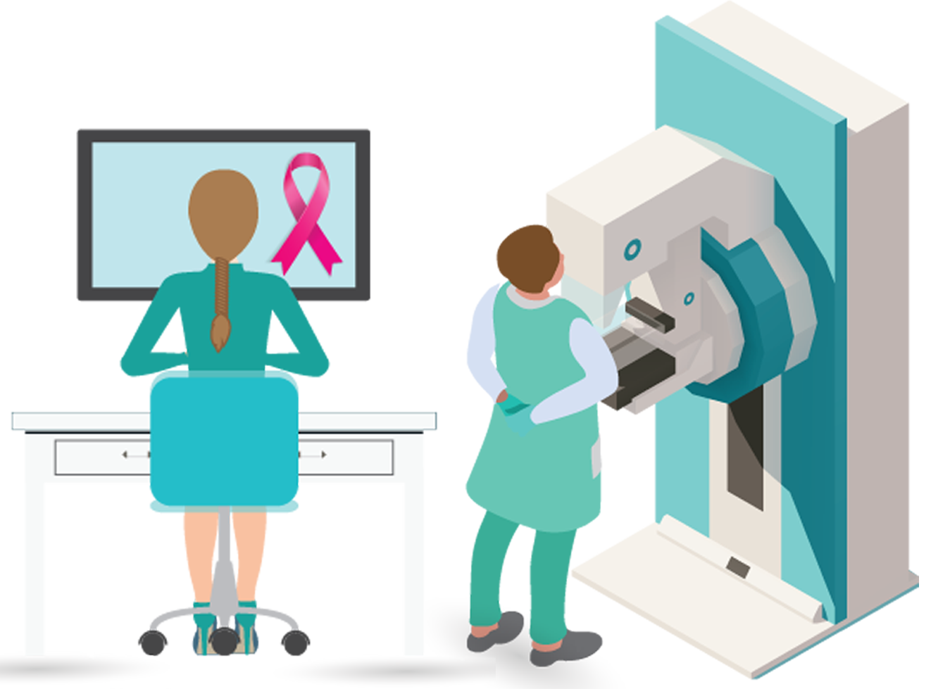 A vector image illustrates the mammography procedure.