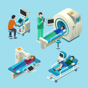 Vector image showing the activities done in MRI scanning.