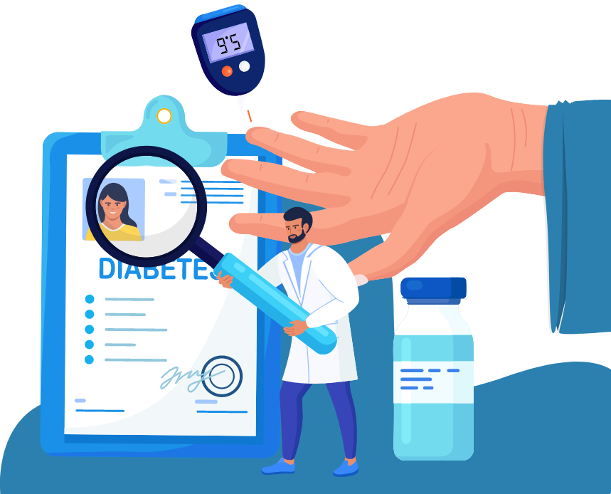 A vector illustration of diabetes diagnosis & monitoring.