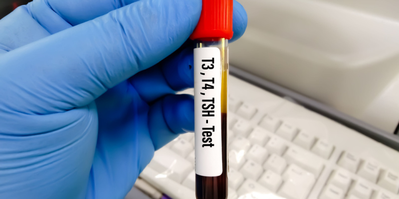 Image of blood sample test tubes for thyroid hormonal examination